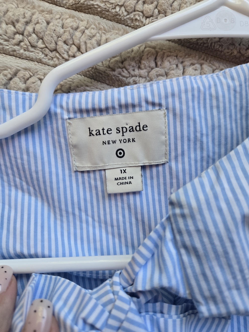 kate spade Light Blue and White Striped Top Blouson Sleeves